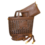 Luxury Brown Cut-Out Handbag Set with Winged Lion Design - Free Gifts Included