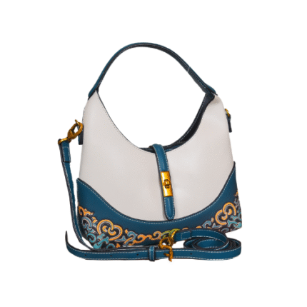Elegant Multicolor Patterned Handbags - Blue, Brown, Black, and Lavender - Free Gifts Included